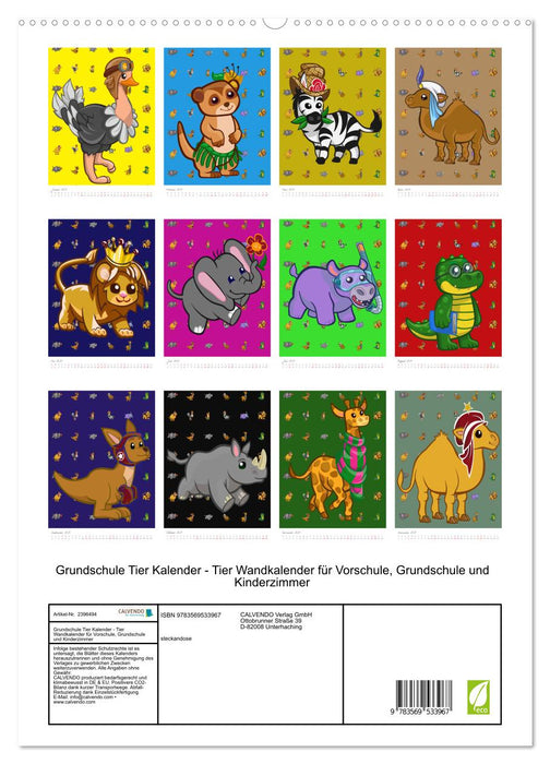 Grundschule Tier Kalender - Tier Wandkalender für Vorschule, Grundschule und Kinderzimmer (CALVENDO Wandkalender 2027)