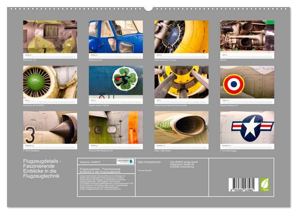 Flugzeugdetails - Faszinierende Einblicke in die Flugzeugtechnik (CALVENDO Wandkalender 2027)