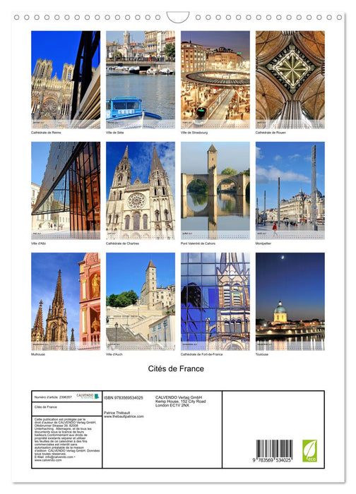 Cités de France (CALVENDO Calendrier mensuel 2027)