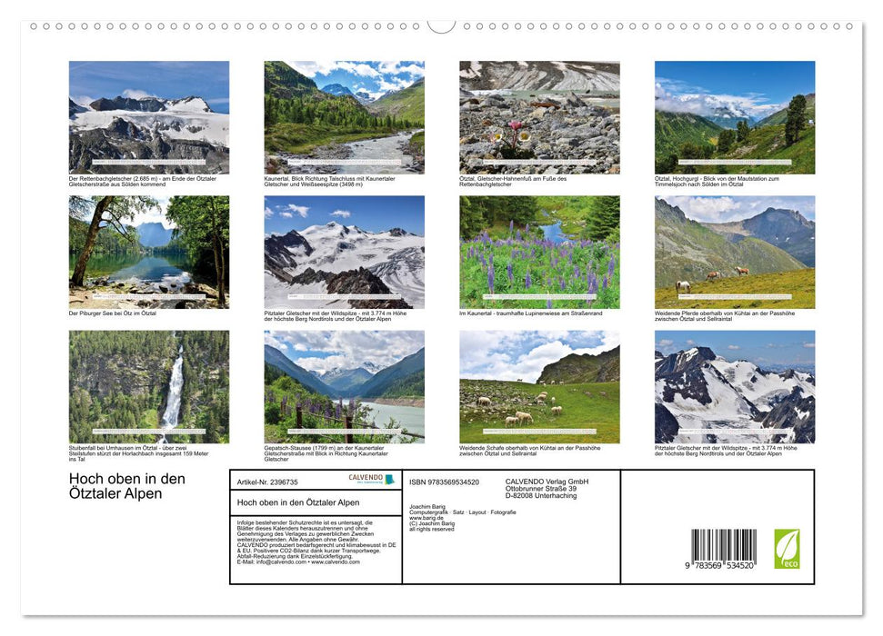 Hoch oben in den Ötztaler Alpen (CALVENDO Wandkalender 2027)