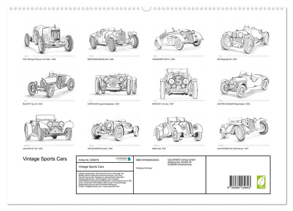 Vintage Sports Cars (CALVENDO Wandkalender 2027)