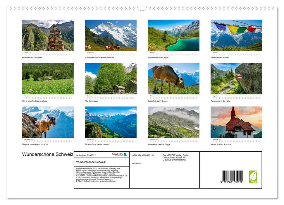 Wunderschöne Schweiz (CALVENDO Premium Wandkalender 2027)