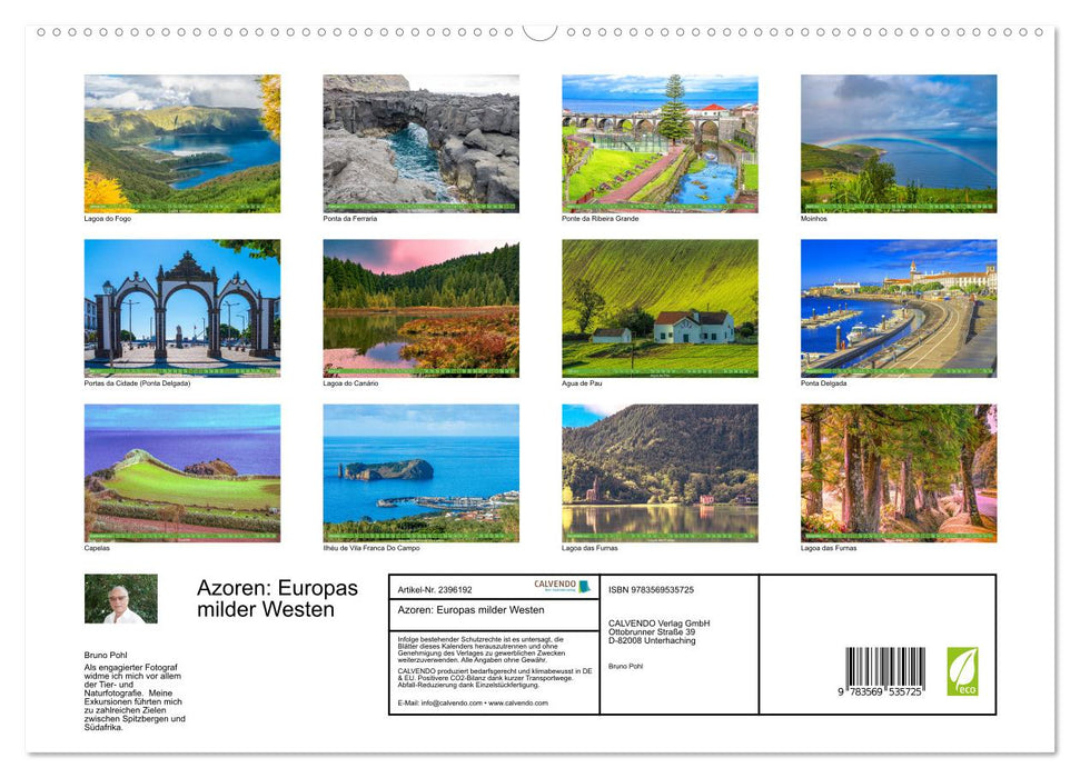 Azoren: Europas milder Westen (CALVENDO Premium Wandkalender 2027)