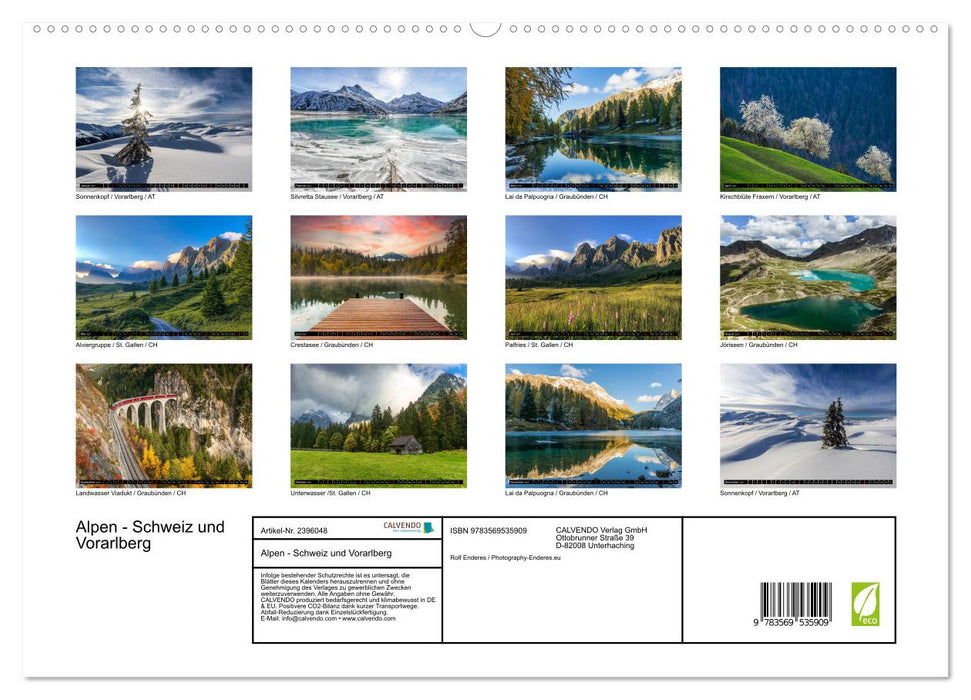 Alpen - Schweiz und Vorarlberg (CALVENDO Wandkalender 2027)