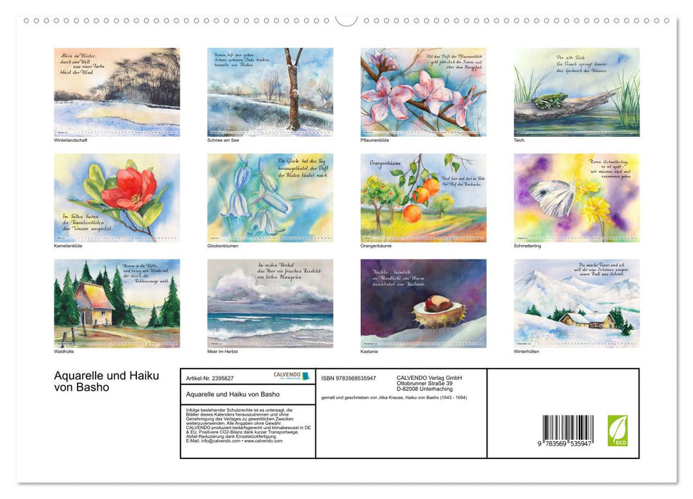 Aquarelle und Haiku von Basho (CALVENDO Wandkalender 2027)