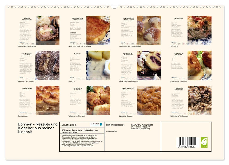 Böhmen - Rezepte und Klassiker aus meiner Kindheit (CALVENDO Wandkalender 2027)