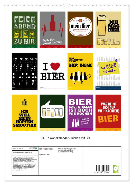 BIER Wandkalender -Trinken mit Stil (CALVENDO Premium Wandkalender 2027)