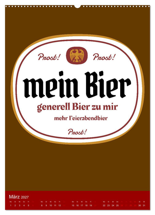 BIER Wandkalender -Trinken mit Stil (CALVENDO Premium Wandkalender 2027)