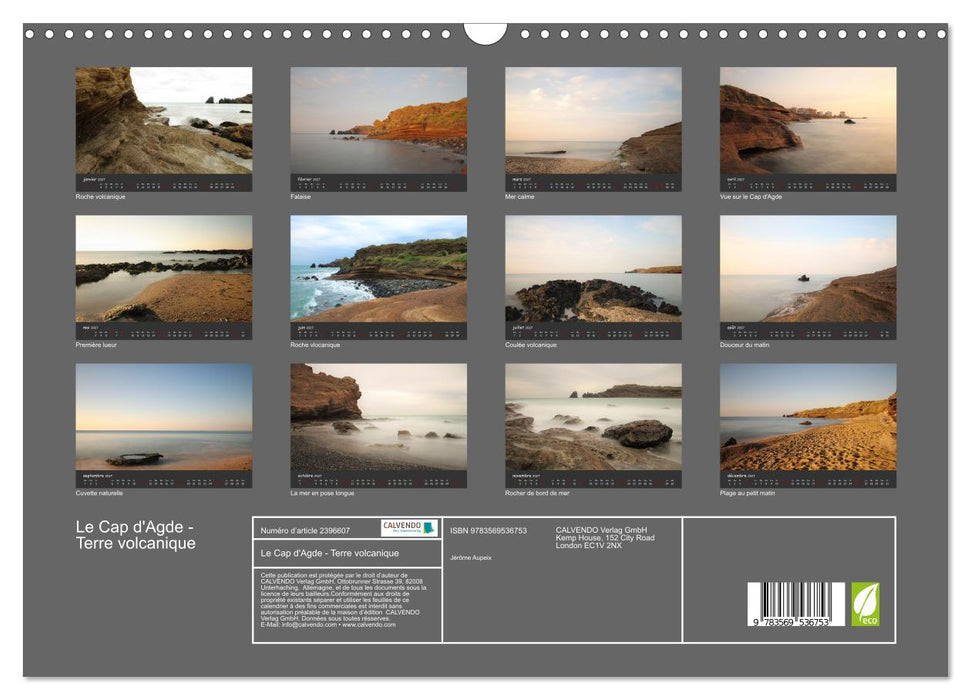 Le Cap d'Agde - Terre volcanique (CALVENDO Calendrier mensuel 2027)