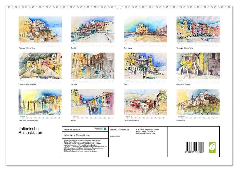 Italienische Reiseskizzen (CALVENDO Premium Wandkalender 2027)