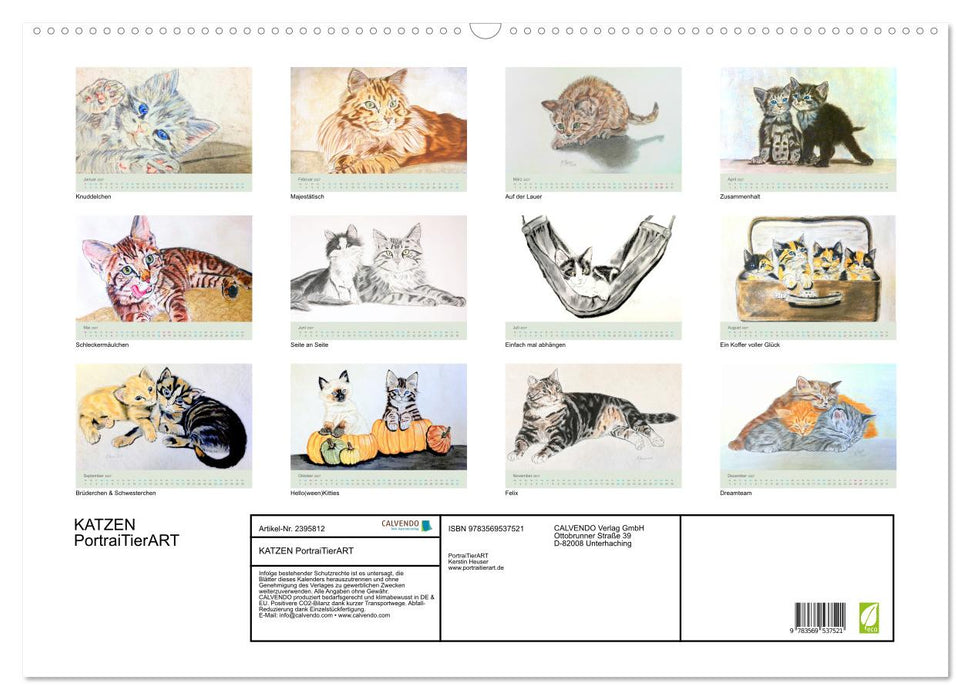KATZEN PortraiTierART (CALVENDO Wandkalender 2027)