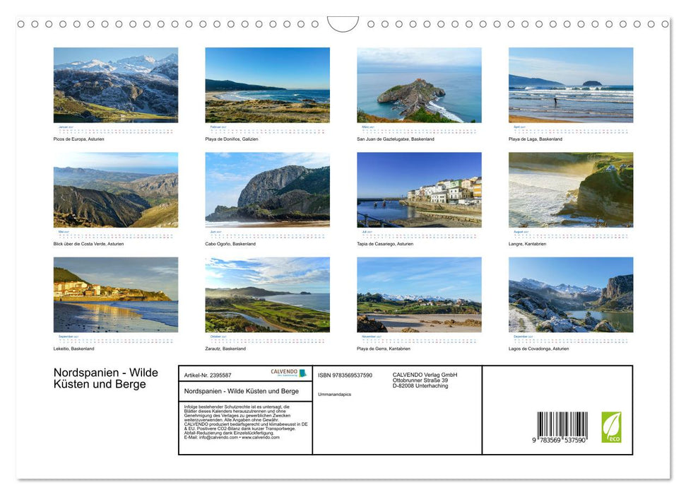 Nordspanien - Wilde Küsten und Berge (CALVENDO Wandkalender 2027)
