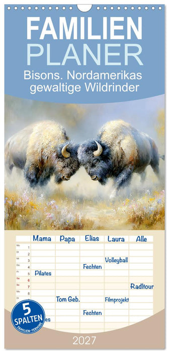 Bisons. Nordamerikas gewaltige Wildrinder (CALVENDO Familienplaner 2027)