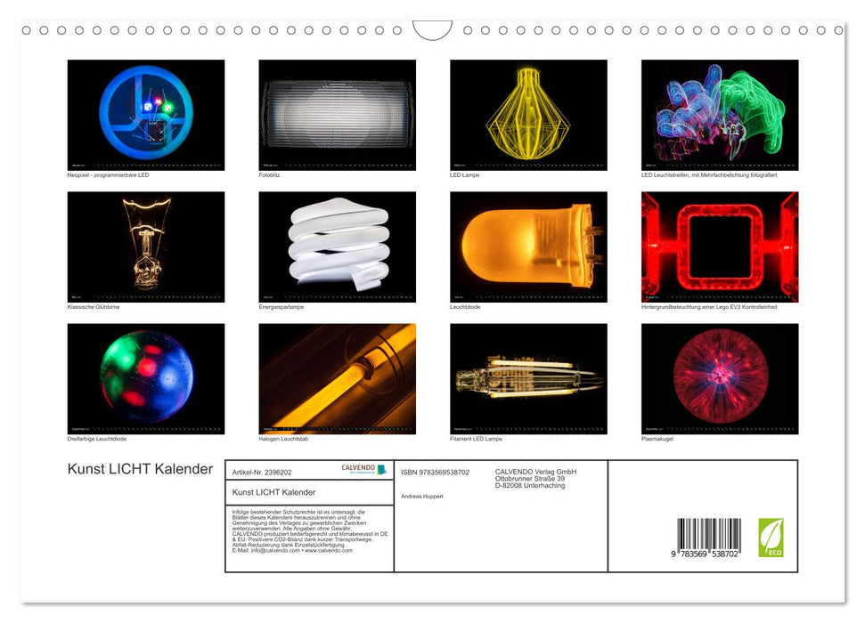Kunst LICHT Kalender (CALVENDO Wandkalender 2027)