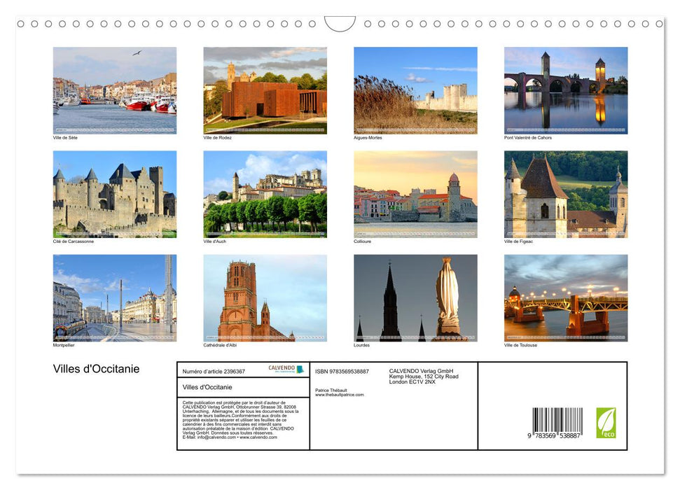 Villes d'Occitanie (CALVENDO Calendrier mensuel 2027)