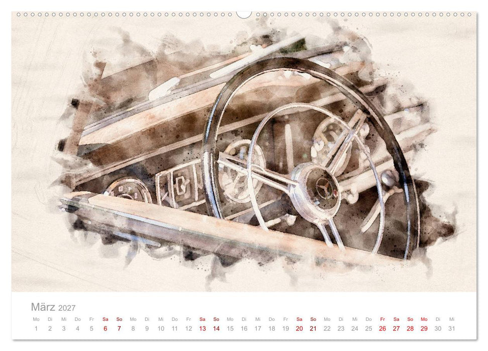 170 S Oldtimer-Aquarelle (CALVENDO Premium Wandkalender 2027)