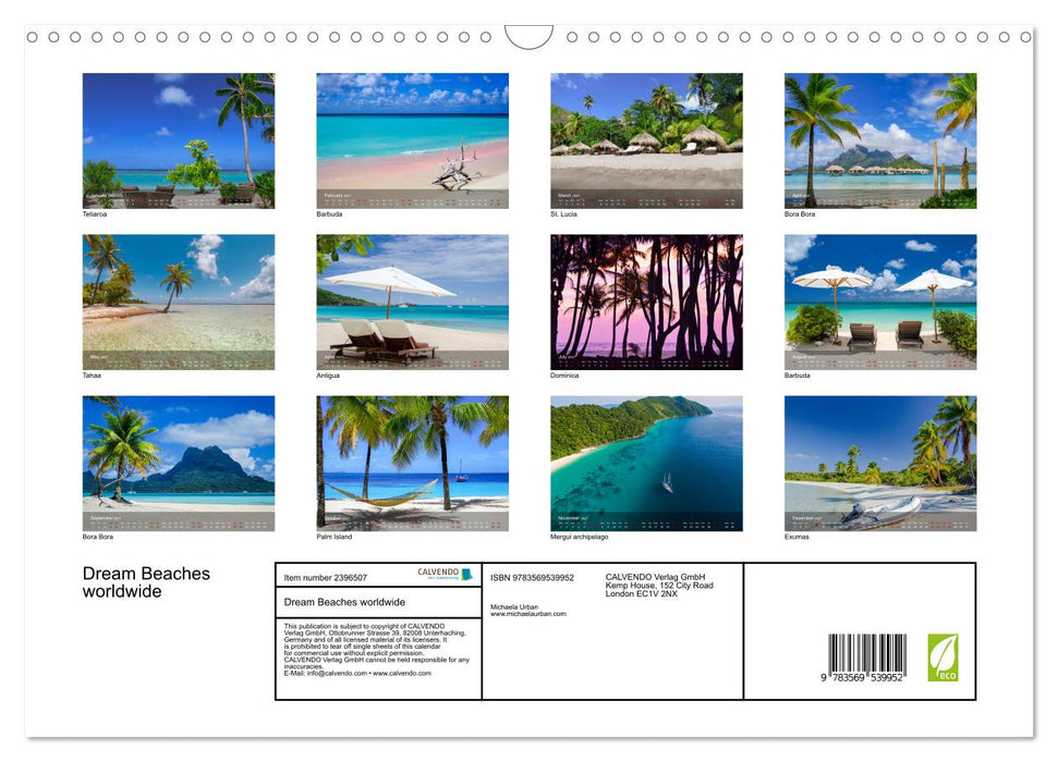 Dream Beaches worldwide (CALVENDO Monthly Calendar 2027)