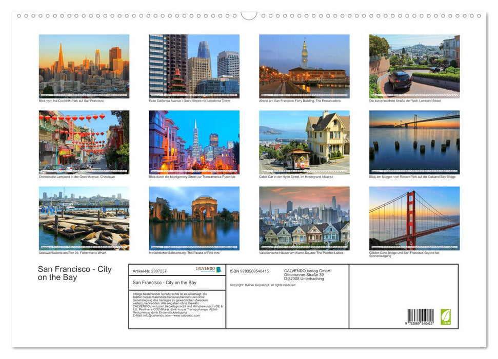 San Francisco - City on the Bay (CALVENDO Wandkalender 2027)