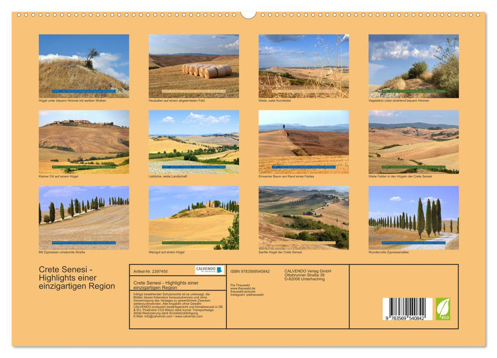 Crete Senesi - Highlights einer einzigartigen Region (CALVENDO Premium Wandkalender 2027)