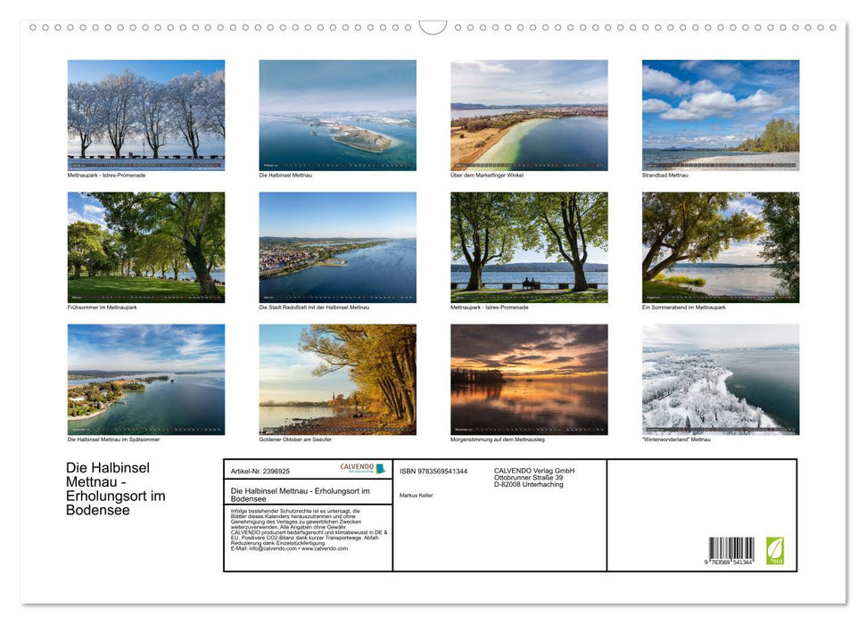 Die Halbinsel Mettnau - Erholungsort im Bodensee (CALVENDO Wandkalender 2027)