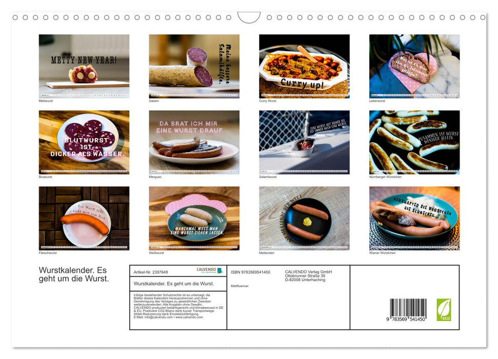Wurstkalender. Es geht um die Wurst. (CALVENDO Wandkalender 2027)