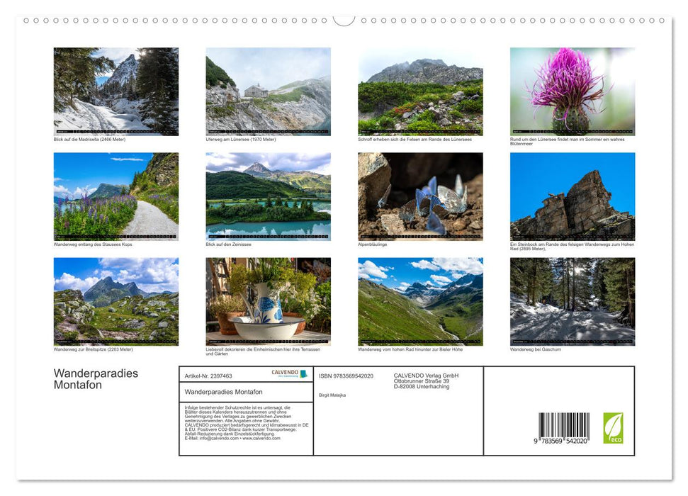 Wanderparadies Montafon (CALVENDO Premium Wandkalender 2027)