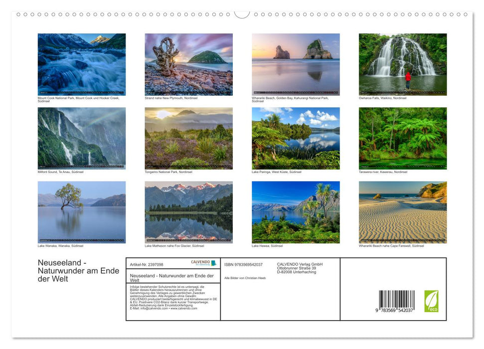 Neuseeland - Naturwunder am Ende der Welt (CALVENDO Premium Wandkalender 2027)