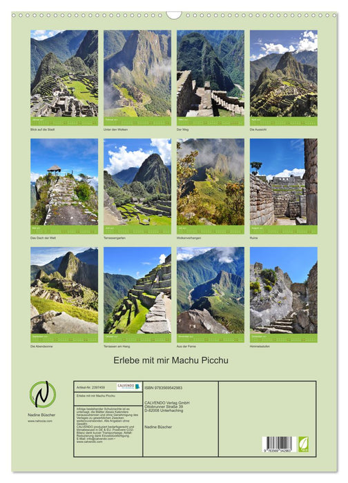 Erlebe mit mir Machu Picchu (CALVENDO Wandkalender 2027)