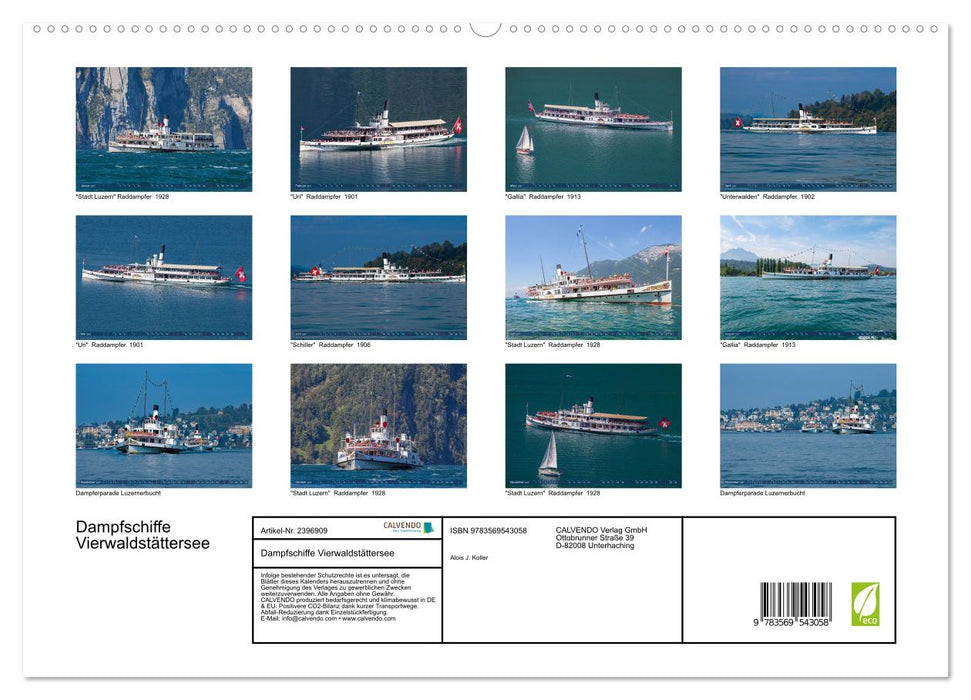 Dampfschiffe Vierwaldstättersee (CALVENDO Wandkalender 2027)