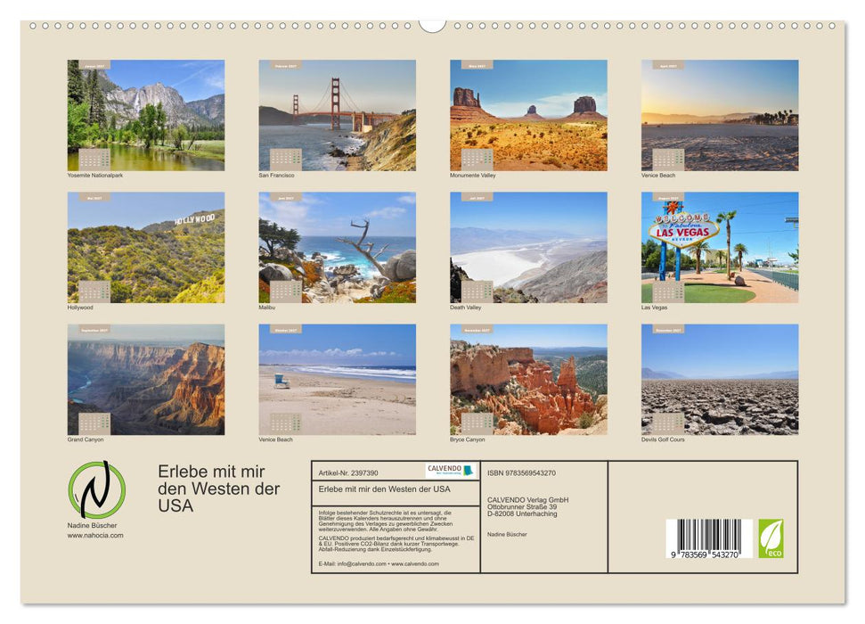Erlebe mit mir den Westen der USA (CALVENDO Premium Wandkalender 2027)