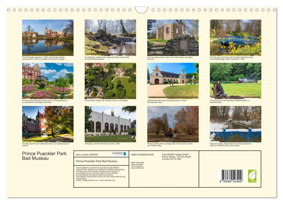 Prince Pueckler Park Bad Muskau (CALVENDO Monthly Calendar 2027)