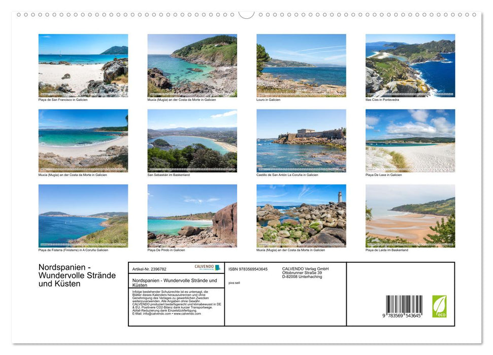 Nordspanien - Wundervolle Strände und Küsten (CALVENDO Wandkalender 2027)