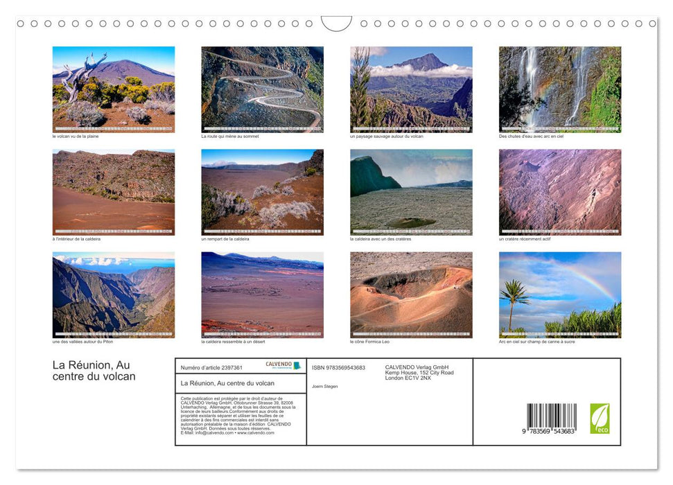 La Réunion, Au centre du volcan (CALVENDO Calendrier mensuel 2027)