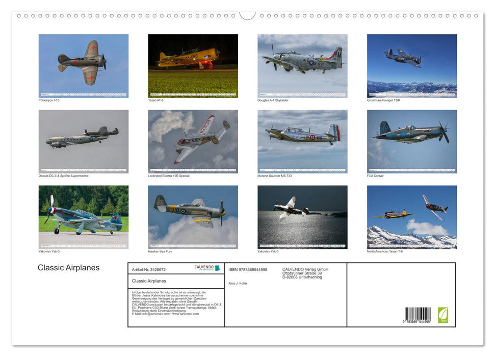 Classic Airplanes (CALVENDO Wandkalender 2027)