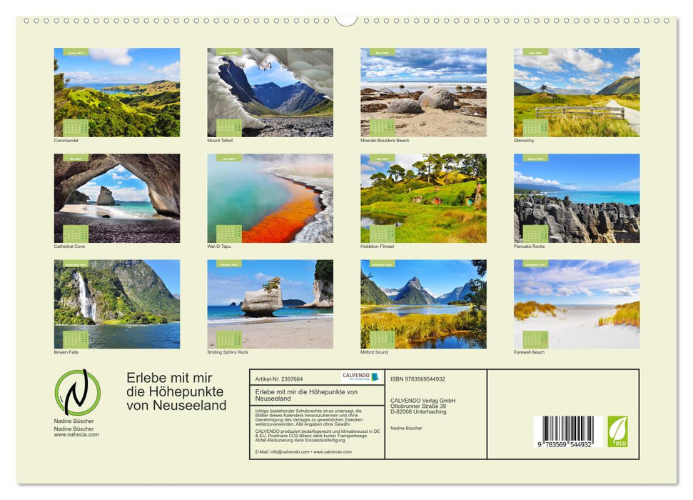 Erlebe mit mir die Höhepunkte von Neuseeland (CALVENDO Premium Wandkalender 2027)
