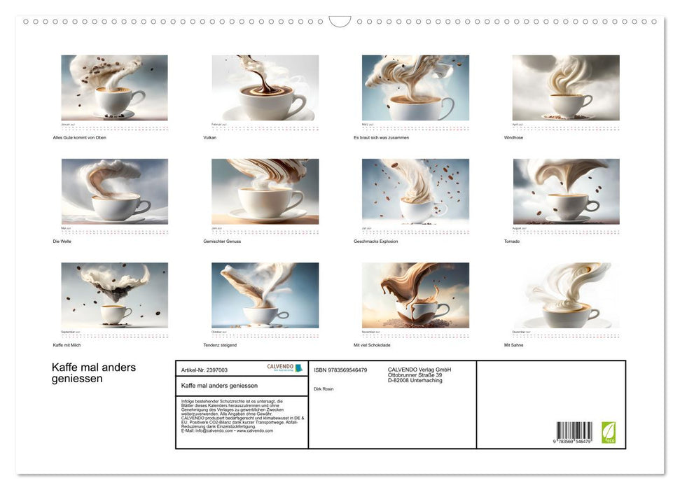 Kaffe mal anders geniessen (CALVENDO Wandkalender 2027)