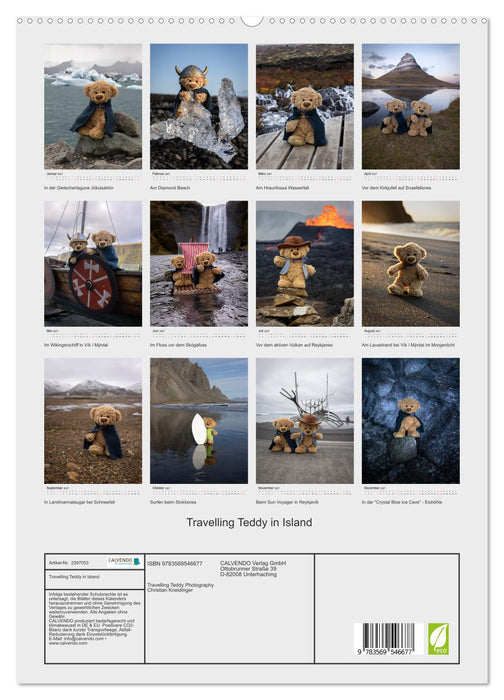 Travelling Teddy in Island (CALVENDO Premium Wandkalender 2027)