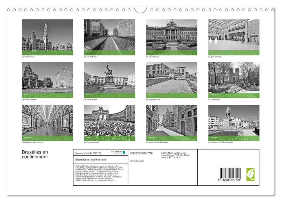 Bruxelles en confinement (CALVENDO Calendrier mensuel 2027)