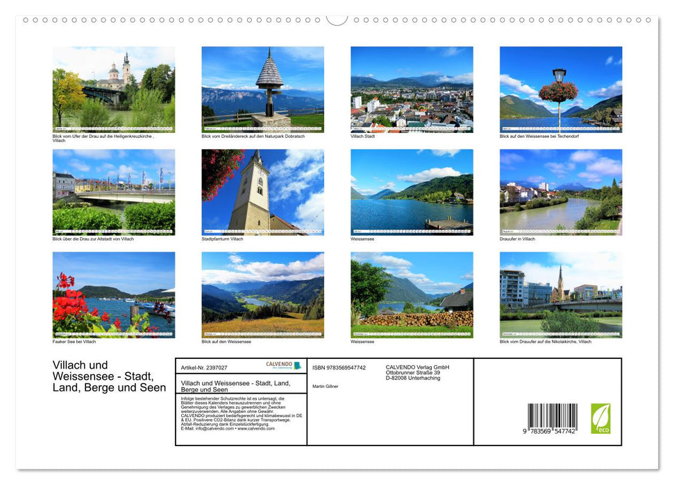 Villach und Weissensee - Stadt, Land, Berge und Seen (CALVENDO Wandkalender 2027)