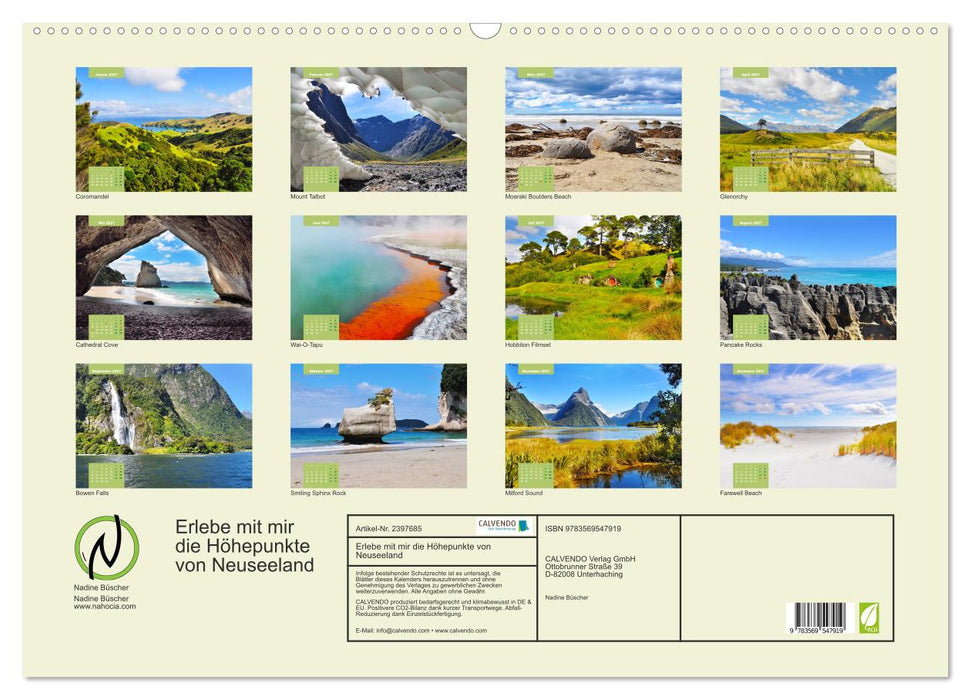 Erlebe mit mir die Höhepunkte von Neuseeland (CALVENDO Wandkalender 2027)