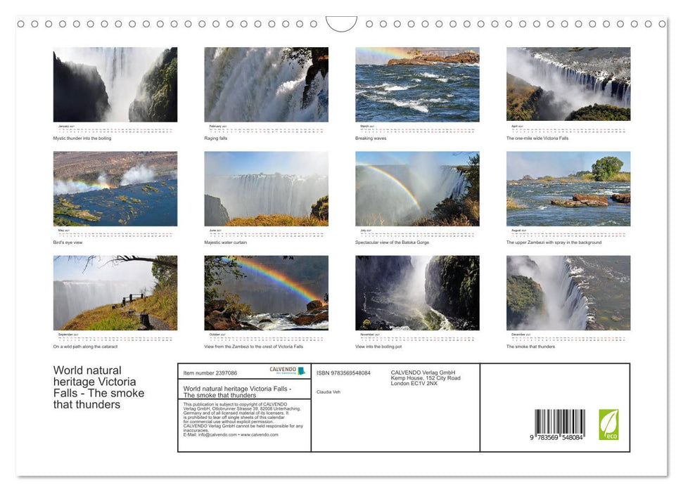 World natural heritage Victoria Falls - The smoke that thunders (CALVENDO Monthly Calendar 2027)