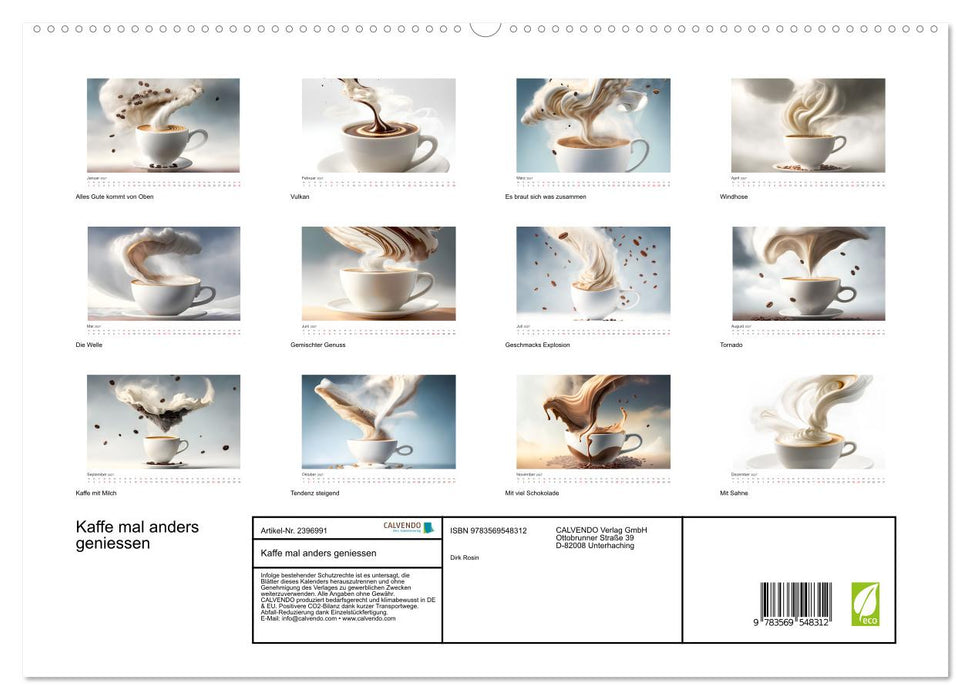 Kaffe mal anders geniessen (CALVENDO Premium Wandkalender 2027)