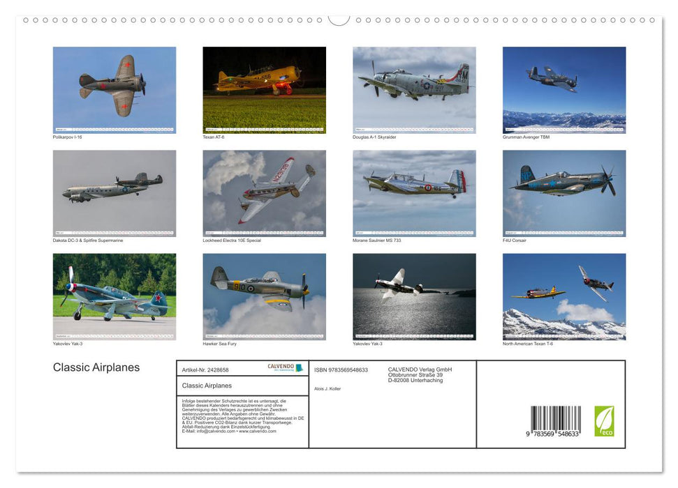 Classic Airplanes (CALVENDO Premium Wandkalender 2027)