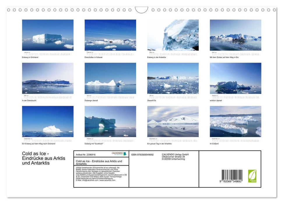 Cold as Ice - Eindrücke aus Arktis und Antarktis (CALVENDO Wandkalender 2027)