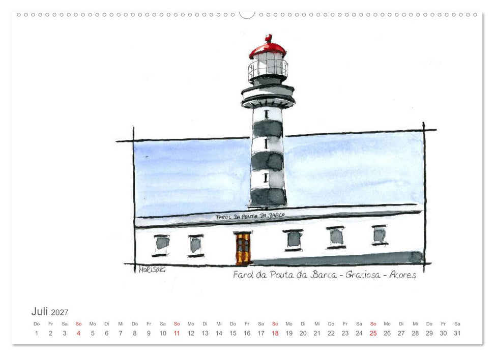 Leuchttürme der Azoren (CALVENDO Premium Wandkalender 2027)