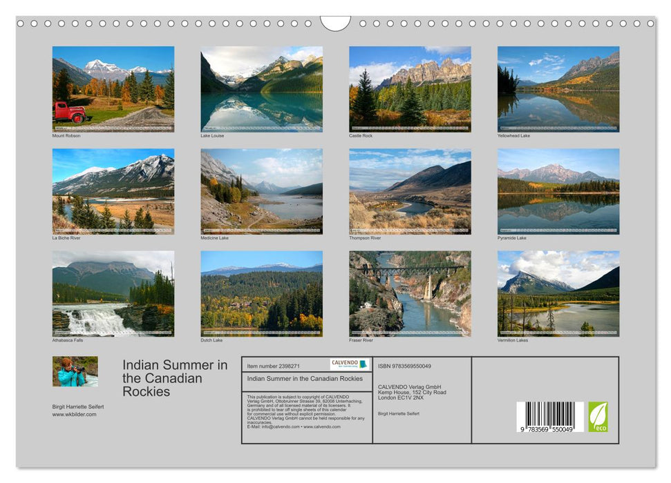 Indian Summer in the Canadian Rockies (CALVENDO Monthly Calendar 2027)