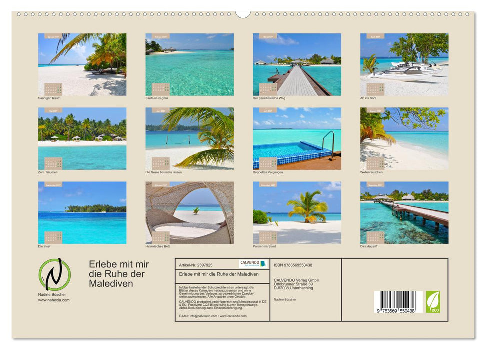 Erlebe mit mir die Ruhe der Malediven (CALVENDO Premium Wandkalender 2027)