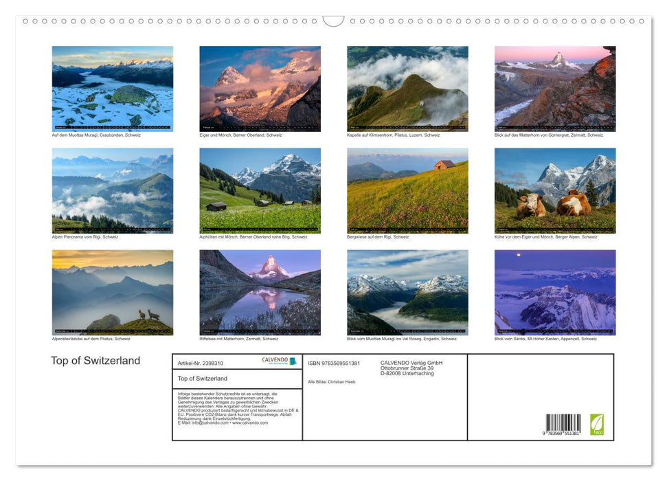 Top of Switzerland (CALVENDO Wandkalender 2027)