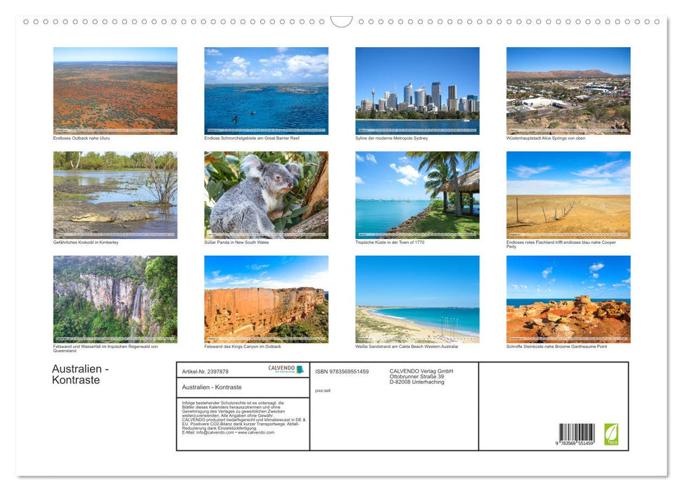 Australien - Kontraste (CALVENDO Wandkalender 2027)