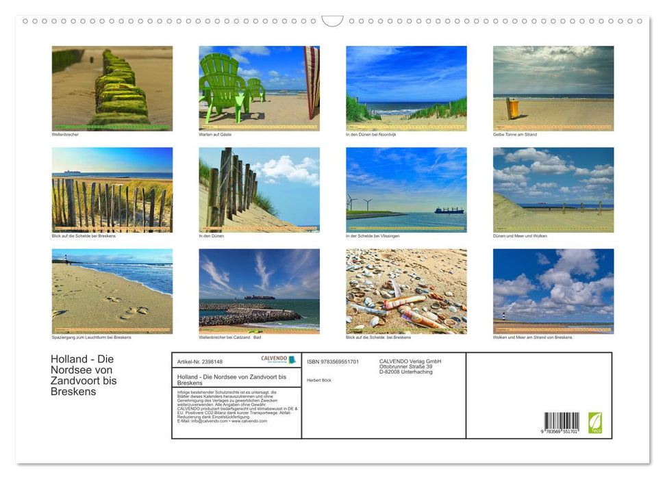Holland - Die Nordsee von Zandvoort bis Breskens (CALVENDO Wandkalender 2027)